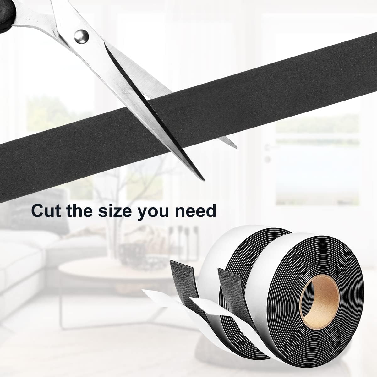 2 Rolls Foam Seal Tape for Door Window Insulation, Soundproof and Shockproof Foam Adhensive Strip, 3/8" Wx3/16 T Single Sided Foam Tape, Cold Air and Draft Closed Cell Seal Strip,Total 32FT