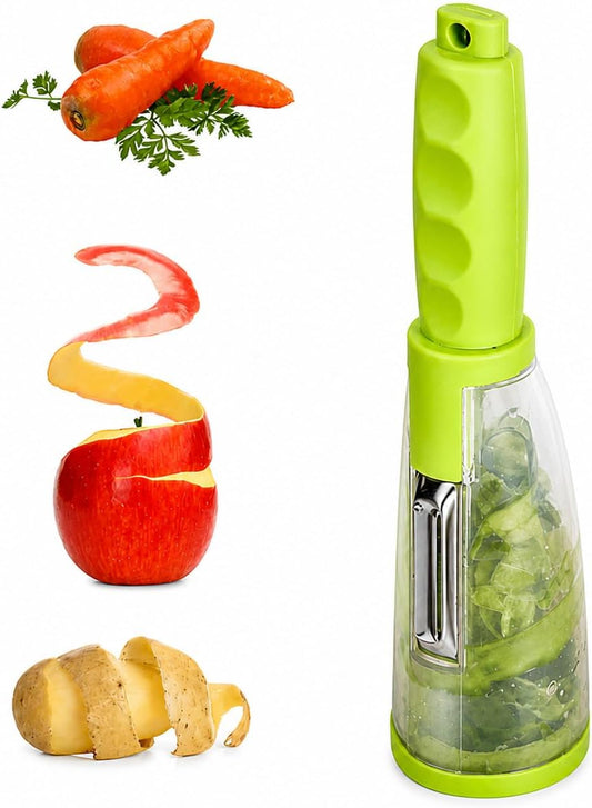 Nature+ Vegetable Peeler Fruit Peeler with Container, Stainless Steel Blade, Non-Slip Handle, Kitchen Kiwi Peeler for Apple, Potato
