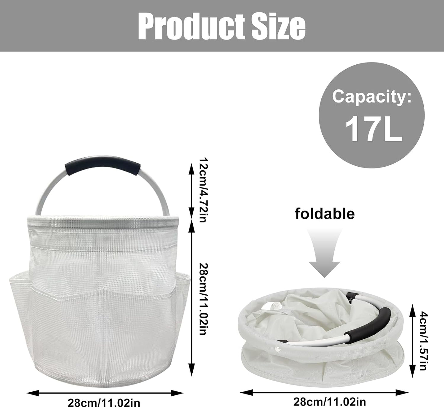 Qivine 17L Cleaning Caddy with Handle, Foldable Cleaning Supply Caddy(Blue) | Cleaning Caddy for Cleaning Supplies, Portable Cleaning Supplies Organizer with 6 Pockets, Cleaning Bucket for Kitchen Garden