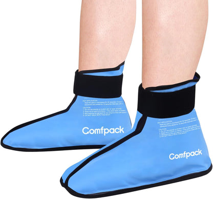 Comfpack Large Foot Ice Pack Wrap for Full Foot Ankle Pain Relief, Long Lasting Cold Ice Boot for Swelling After Surgery, Sore Feet, Broken Foot, Plantar Fasciitis, Gout, Bunion
