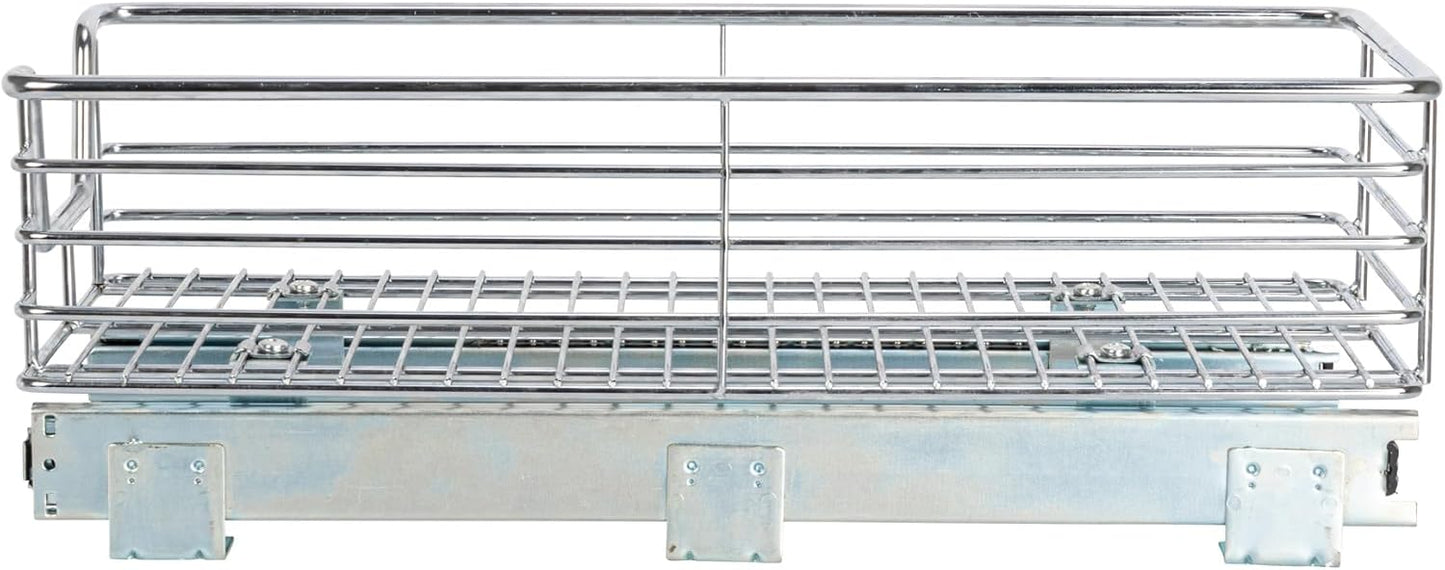 Household Essentials Glidez Multipurpose Chrome-Plated Steel Pull-Out/Slide-Out Storage Organizer for Cookware and Bakeware - 2-Tier Design - Fits Standard Size Cabinet or Shelf, Chrome