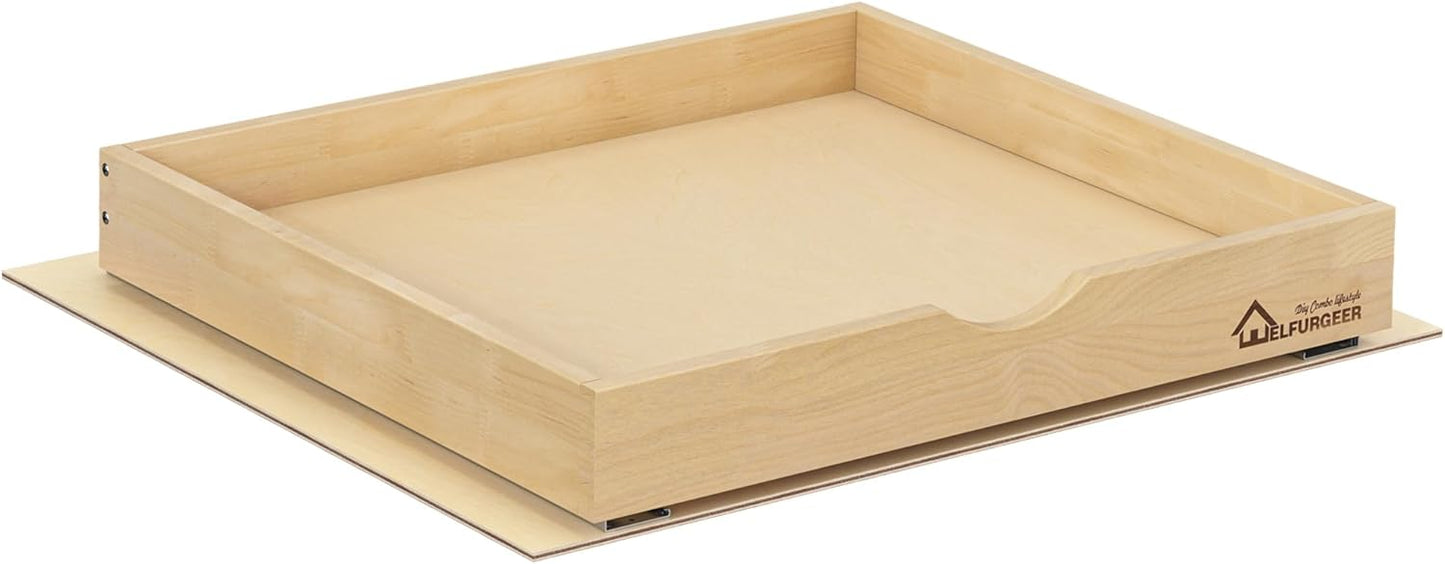 WelFurGeer Premium Birchwood Pull-Out Cabinet Drawers, 26" W x 21" D Pull Out Cabinet Organizer, Heavy-Duty Cabinet Organizer with Easy Installation, Space-Saving Pullout Drawer for Home & Kitchen
