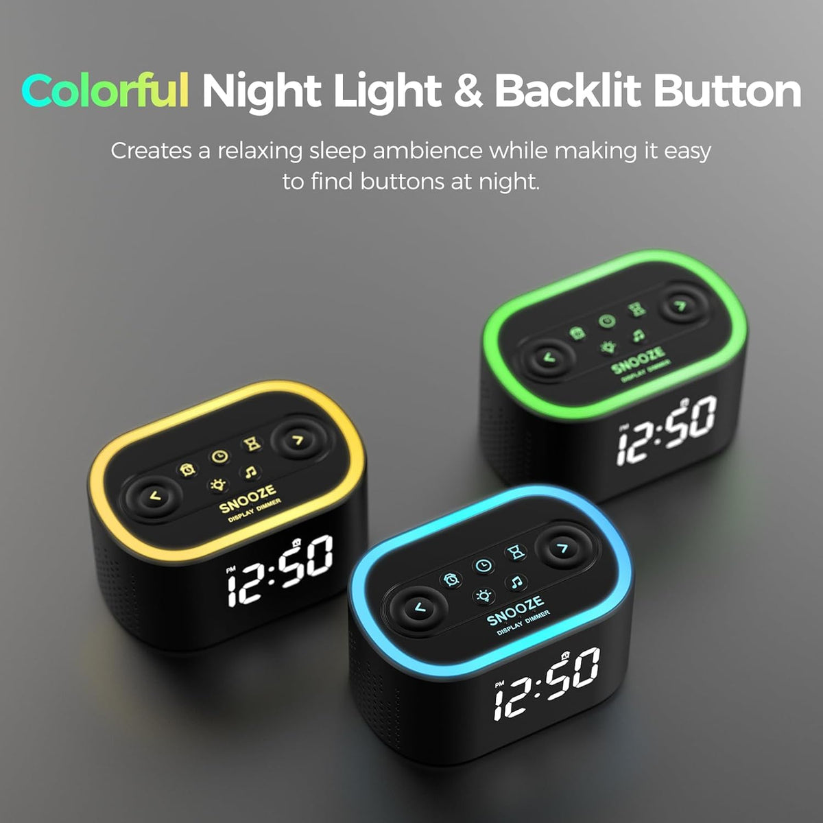 REACHER Digital Alarm Clock & White Noise Sound Machine for Bedroom