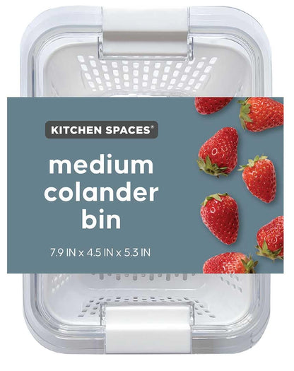 Kitchen Spaces Stackable Fridge Storage Colander Containers, Variety Pack | 3 Sizes to Store Fresh Produce, Organize Washed Fruits and Veggies, Snap and Seal Lids with Adjustable Vents, Hand Wash Only