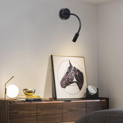 Wall Mounted Reading Lamp LED 3W Warm White 3000K Hardwired for Reading Matt Black(Black Hard-Wired 2PCS)