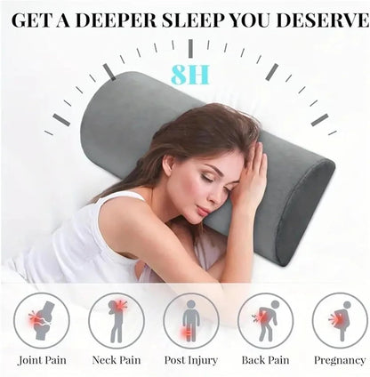 Half Moon Bolster Semi-Roll Knee Pillow Ankle & Knee Support Elevation Back Lumbar Neck Relief Pain Quality Memory Foam Filling(Khaki)