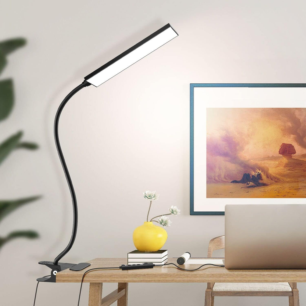 Vansuny Clip on LED Desk Lamp, Eye-Caring USB Reading Light for Home Office