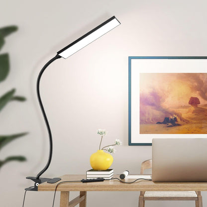 Vansuny Clip on LED Desk Lamp, Eye-Caring USB Reading Light for Home Office