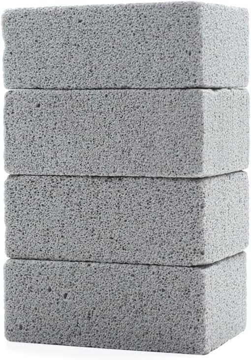 Magic Blackstone Griddle Scraper，4 Pack Gray Stone Cleaning Block Clean Brick for Grill, Removing Stains BBQ，Pool, Racks, Baking Steel, Oven, Flat Top Cookers, Utensils, Exfoliation Dead Skin, Toilet