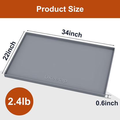 34" x 22" Extra Thick Silicone Mat Waterproof with Raised Edge, | Under Sink Mat for Kitchen & Bathroom, Kitchen Cabinet Liner, Multi-Purpose for Storage & Protection