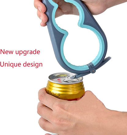 Jar Opener for Seniors with Arthritis,Jar Opener for Weak Hands,5-in-1 Bottle Opener,4-in-1 Can Opener (A-Blue)