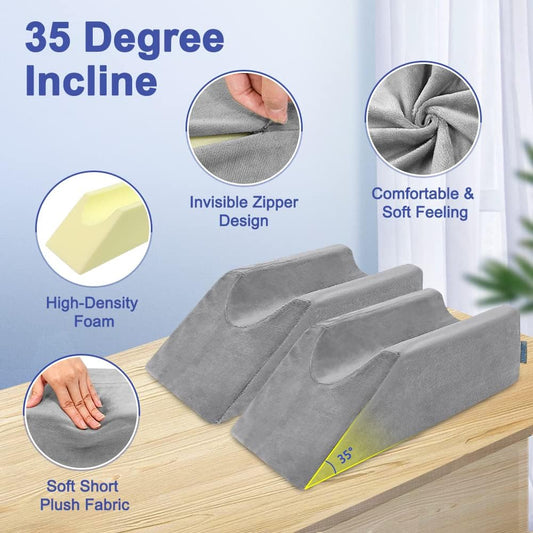 Zelen Leg Elevation Pillows Wedge 2 Pcs Single Leg Wedge Pillows for Swelling Foam Wedge for Elevating After Surgery Elevated Pillow for Legs Riser Knee Ankle Support Leg Rest Bed Positioners Wedge