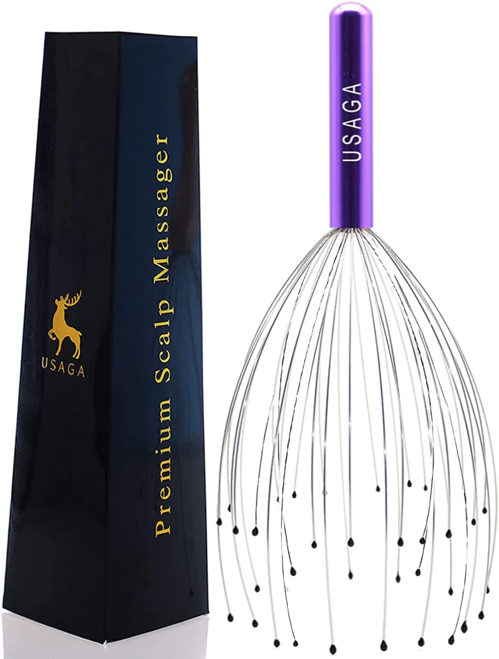 USAGA 36 Fingers Head Massager Scalp Massager Head Scratcher (Black)