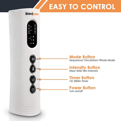 SHINE WELL Leg Compression Massager for Circulation and Pain Relief Fsa, Air Compression Calf Massager with 3 Modes 3 Intensities 2 Timing, for Restless Legs Syndrome Relief, Wellness Gift for Mom Dad