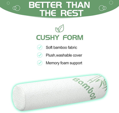 Bucherry 3 Pack Cervical Neck Roll Memory Foam Pillow Cylinder Bolster Pillow for Bed Round Neck Support with Removable Washable Cover for Sleeping Travel Yoga Legs Back Lumbar(18 x 4 Inches)