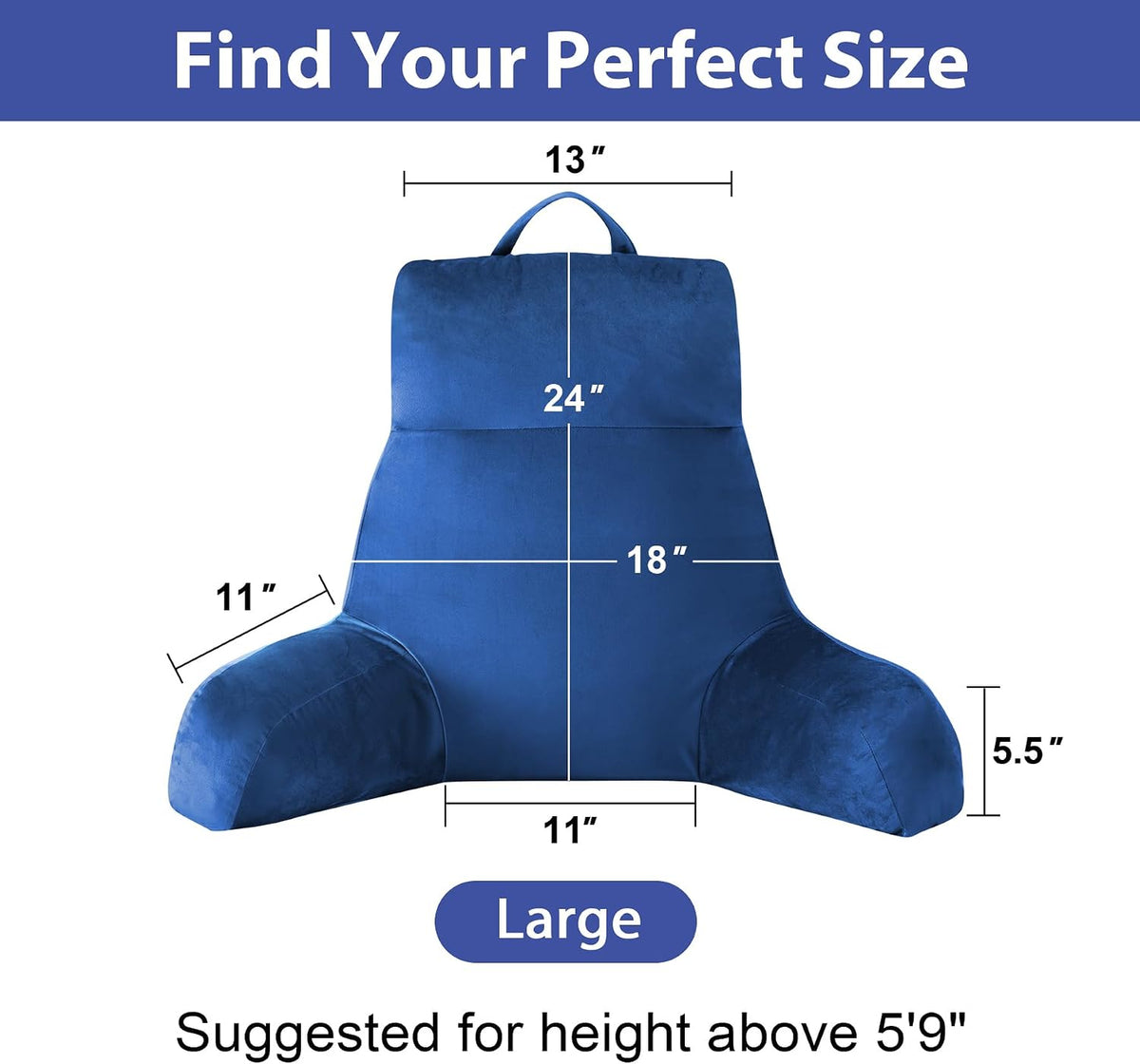 IPYNBAP Back Pillow for Bed Sitting up, Reading Pillow, 18 Inch, Grey