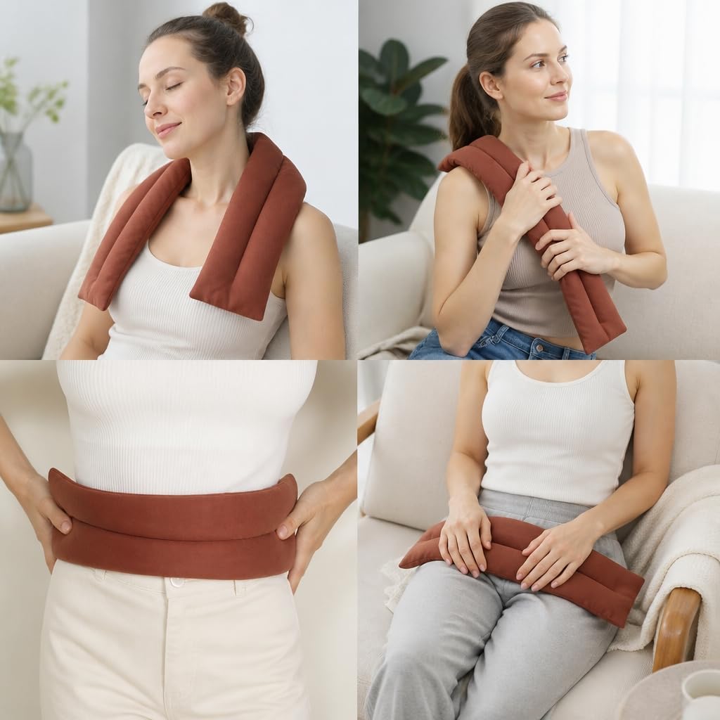 Microwavable Neck Shoulder Heating Wrap with Lavender | Natural Herb Filling, Reusable