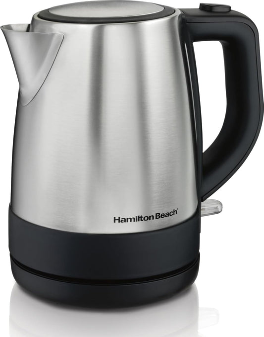 Hamilton Beach 1 Liter Electric Tea Kettle, Water Boiler & Heater | Fast Boiling 1500 Watts | BPA Free | Cordless Serving | Auto-Shutoff & Boil-Dry Protection | Mesh Filter | Stainless Steel