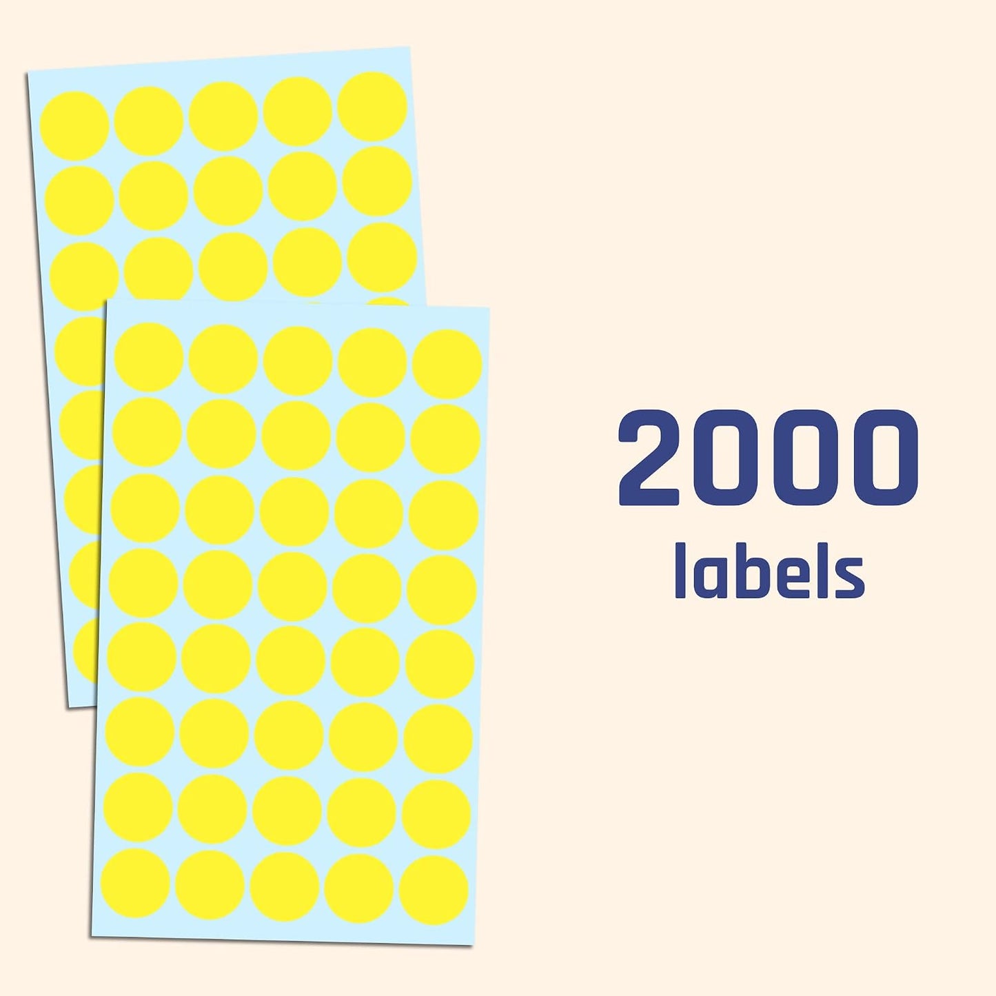 2000 Pack, 3/4" Round Colored Dot Stickers Labels - 10 Colors