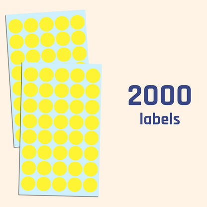 2000 Pack, 3/4" Round Colored Dot Stickers Labels - 10 Colors