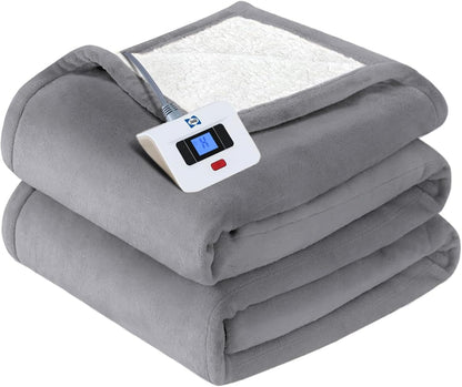 Sealy Electric Throw Blanket Heated Flannel & Sherpa Auto Shutoff 50"x60"