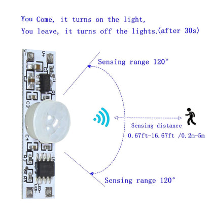 Motion Sensor Switch, DC 3.7v to 24V 4A PIR Motion Sensor for LED Lights, Mini Infrared Sensor Switch That can be Built into The Light bar or Box (3 Pieces 1037）, 3pieces 1037