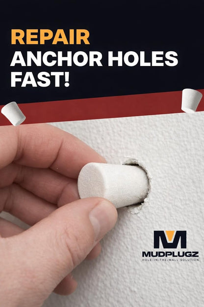 FIX Drywall Anchor Holes Fast - MudPlugz Drywall Hole Repair Kit - No Mesh - No Spackle - Professional Small Hole Wall Patch Kit - 36 Plugs - Reusable Prep Tool - Quick and Easy