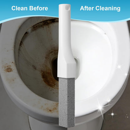 8 Pack Pumice Stone with Long Handle, Pumice Stone Toilet Bowl Cleaner | Replaceable Scouring Stick Removes Limescale, Rust, Hard Water Stains for Toilets, Tubs, Pools, Grills, Ergonomic Handle.