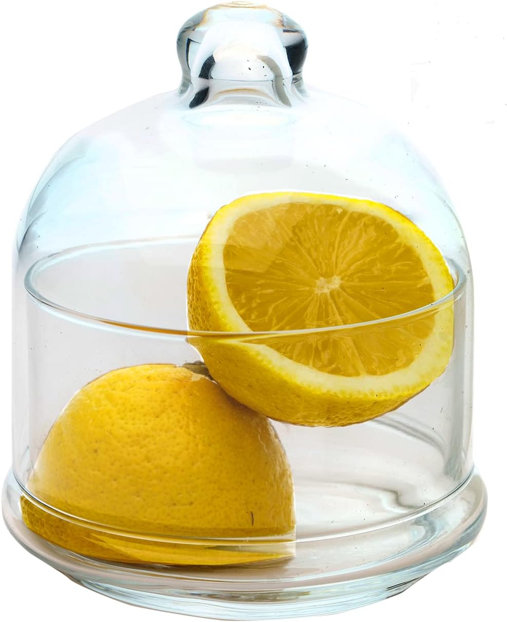Multipurpose Glass Storage Jar with Lid, Avocado, Lemon, Onion, Tomato Keeper/Saver/Holder, Home & Kitchen Organizer (1 Pcs with Glass Lid)