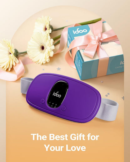 iDOO Portable Heating Pad for Period Cramps, FSA Eligible Item, Gifts for Women Girlfriend Mom Wife, Back Belly Heat Pad for Menstrual Pain Relief, with 3 Heat Levels 3 Massage | Back & Belly Wrap for Menstrual Cramps, 3 Heat Levels 3 Massage, FSA