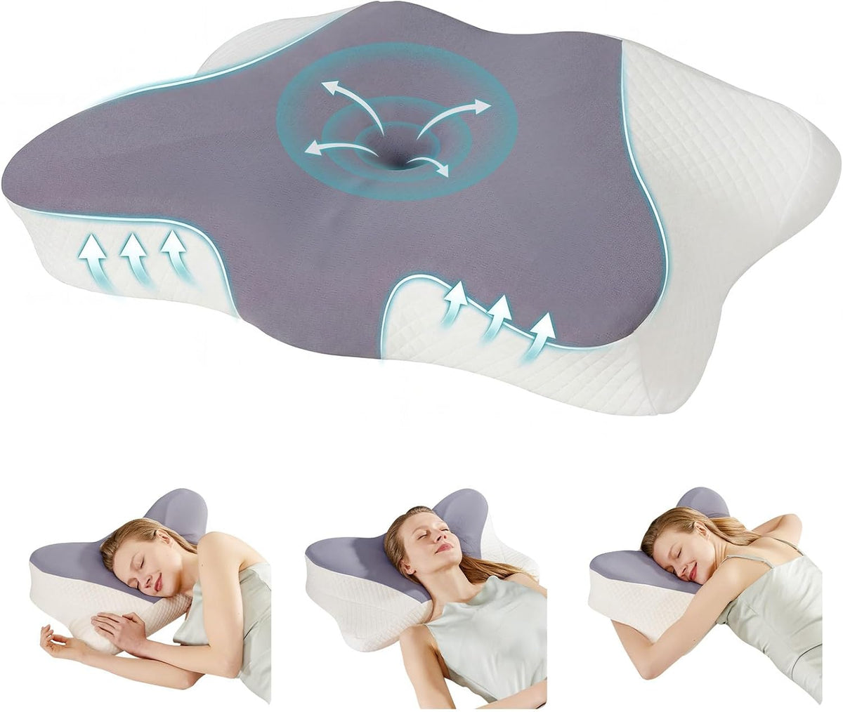 Sweetcrispy Cervical Pillow for Neck Pain Relief, Cooling Memory Foam