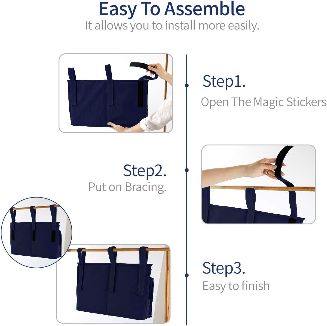 Bseash Bunk Bed Organizer, Bedside Caddy Hanging Bed Organizer Storage Bag 8 Pockets, for College Dorm Rooms Bed, Hospital Bed, Baby Bed Rails, 600D Oxford Cloth