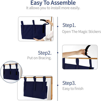 Bseash Bunk Bed Organizer, Bedside Caddy Hanging Bed Organizer Storage Bag 8 Pockets, for College Dorm Rooms Bed, Hospital Bed, Baby Bed Rails, 600D Oxford Cloth