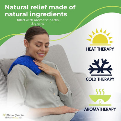 Nature Creation Microwaveable Herbal Heating Pad - Microwave Heating Pad for Neck and Shoulders, Cold & Hot Pack, Heat Pack Warming Pad, Microwavable Heating Pads - Pack of 1 (Lavender Flowers)