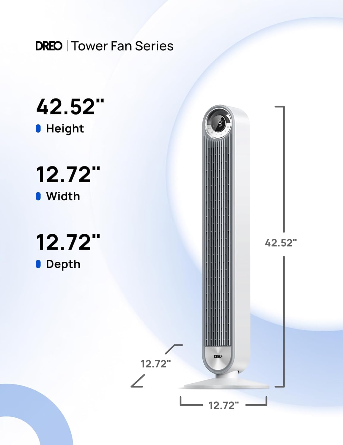 DREO Tower Fan for Bedroom, Upgraded DC 28ft/s Velocity, 9 Speeds