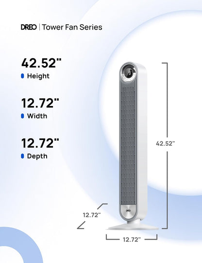 DREO Tower Fan for Bedroom, Upgraded DC 28ft/s Velocity, 9 Speeds