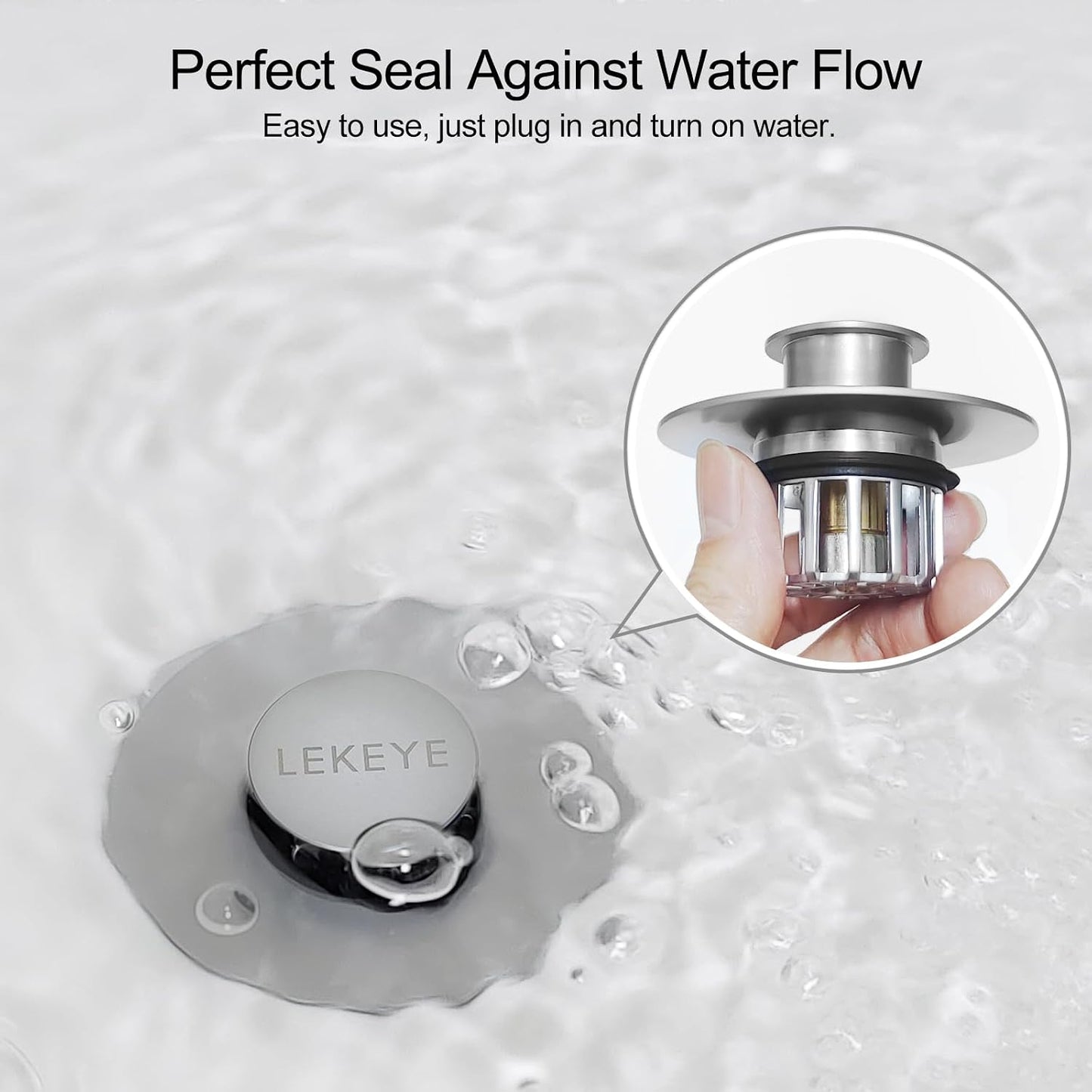 LEKEYE Tub Stopper | Shower Drain Hair Catcher | Pop-up Drain Stopper with Strainer | Bathroom Bathtub Plug | Drain Protector for 1-1/2 to 1-3/4" Bath Drain Hole