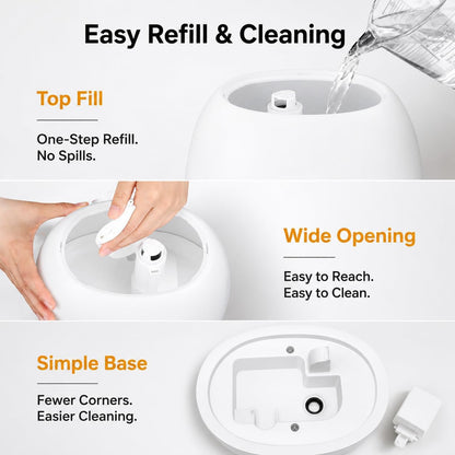 BOXING 3L Top Fill Humidifier for Bedroom, 20dB Whisper-Quiet Cool Mist with Easy Remote Control, 30H Runtime, Night Light, Essential Oil Tray, Timer for Baby, Plants and Home