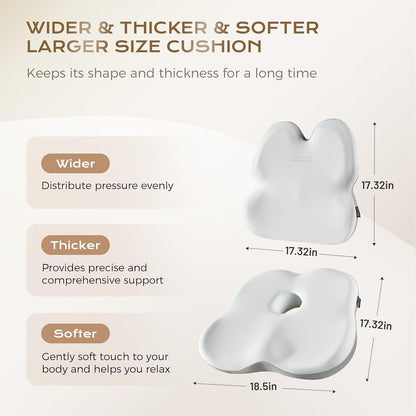 Coverado Lumbar Support Pillow and Seat Cushions for Office Chairs, Memory Foam Orthopedic Coccyx Cushion for Tailbone Pain Cushion Pillow & Back Pain Pressure Relief Seat Cushion Coffee&Beige
