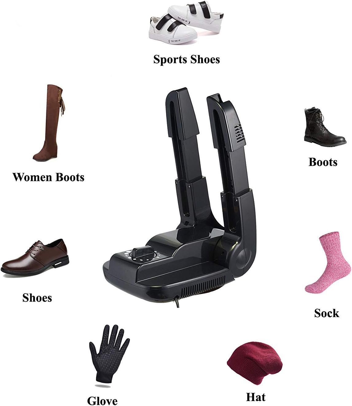 Portable Electric Shoe Glove Boot Dryer Warmer with Folding and Drying Rack