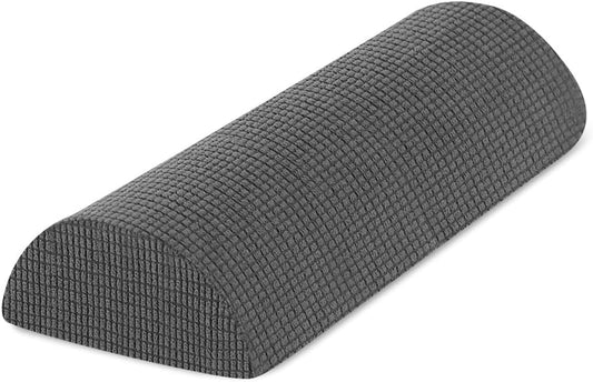 Half Moon Bolster Pillow with Straps, Knee Pillow for Back Sleeping, Under Knee Pillow for Sleeping, Relieves Pain in Legs and Knees, Machine Washable Cover, 24" X 10" X 4", Grey
