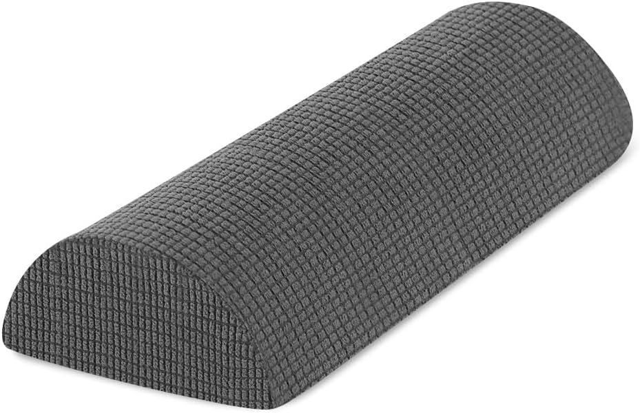 Half Moon Bolster Pillow with Straps, Knee Pillow for Back Sleeping, Under Knee Pillow for Sleeping, Relieves Pain in Legs and Knees, Machine Washable Cover, 24" X 10" X 4", Grey
