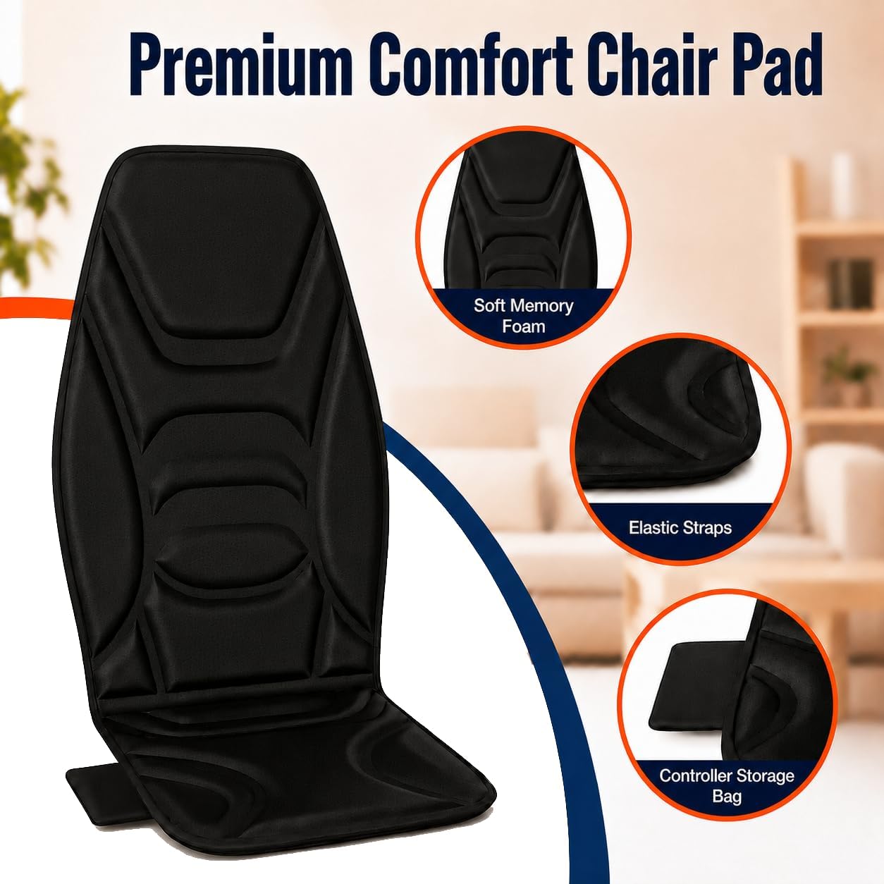 Vibration Massage Seat Cushion with Heat, Back Massager for Chair with 8 Vibration Motors, Heated Massage Cushion for Office Chair, Recliner & Sofa, Full Back & Seat Comfort, Idea Gift for Dad