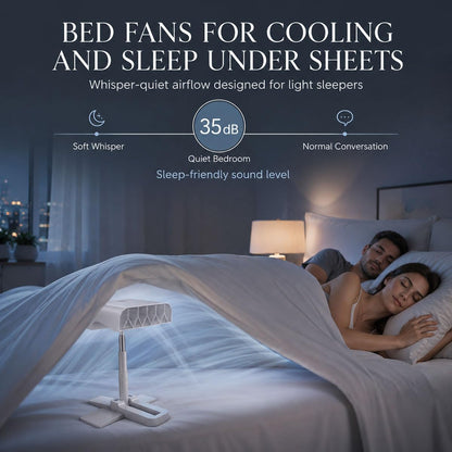 Bed Fan Under Sheets, 5-Speed Cooling System Adjustable 11-24 Inches | ABS housing, touch controls and brushless motor provide 12+ hour runtime for bedrooms, dorms, offices, camping and night use