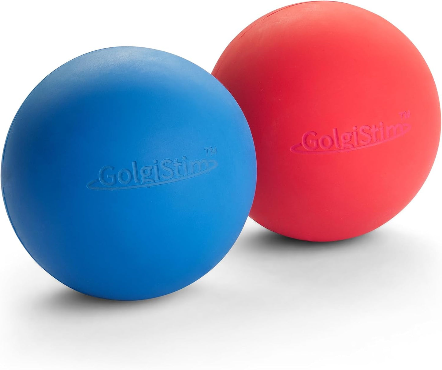 Lacrosse Massage Balls for Trigger Point Therapy, Muscle Knots, Yoga, Myofascial Release - Contains Pair of 2 Balls and Mesh Carrying Bag (Red and Blue)