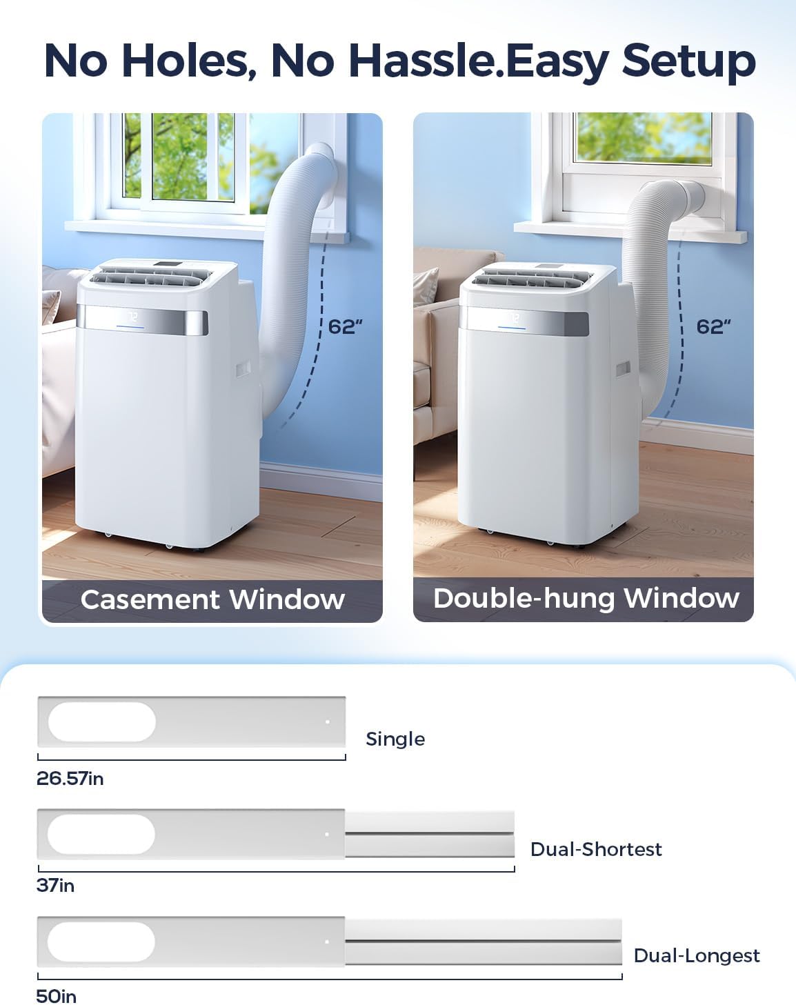 14000BTU Portable Air Conditioner, 4-in-1 700 Sq. Ft, Quiet for room | 14000BTU AC cools 700sq.ft, 4-in-1 cool/fan/dry/sleep, quiet, LED, remote, 24H timer, kit, for bed/office/dorm.