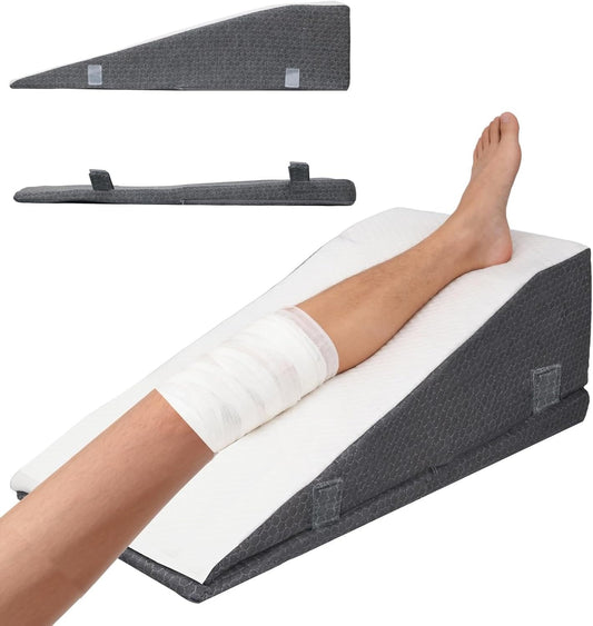 Leg Elevation Pillow Wedge for After Surgery - Adjustable Knee & Ankle Support, Post Surgery Recovery, Swelling Relief and Blood Circulation, Crystal Velvet Cover, High-Density Foam