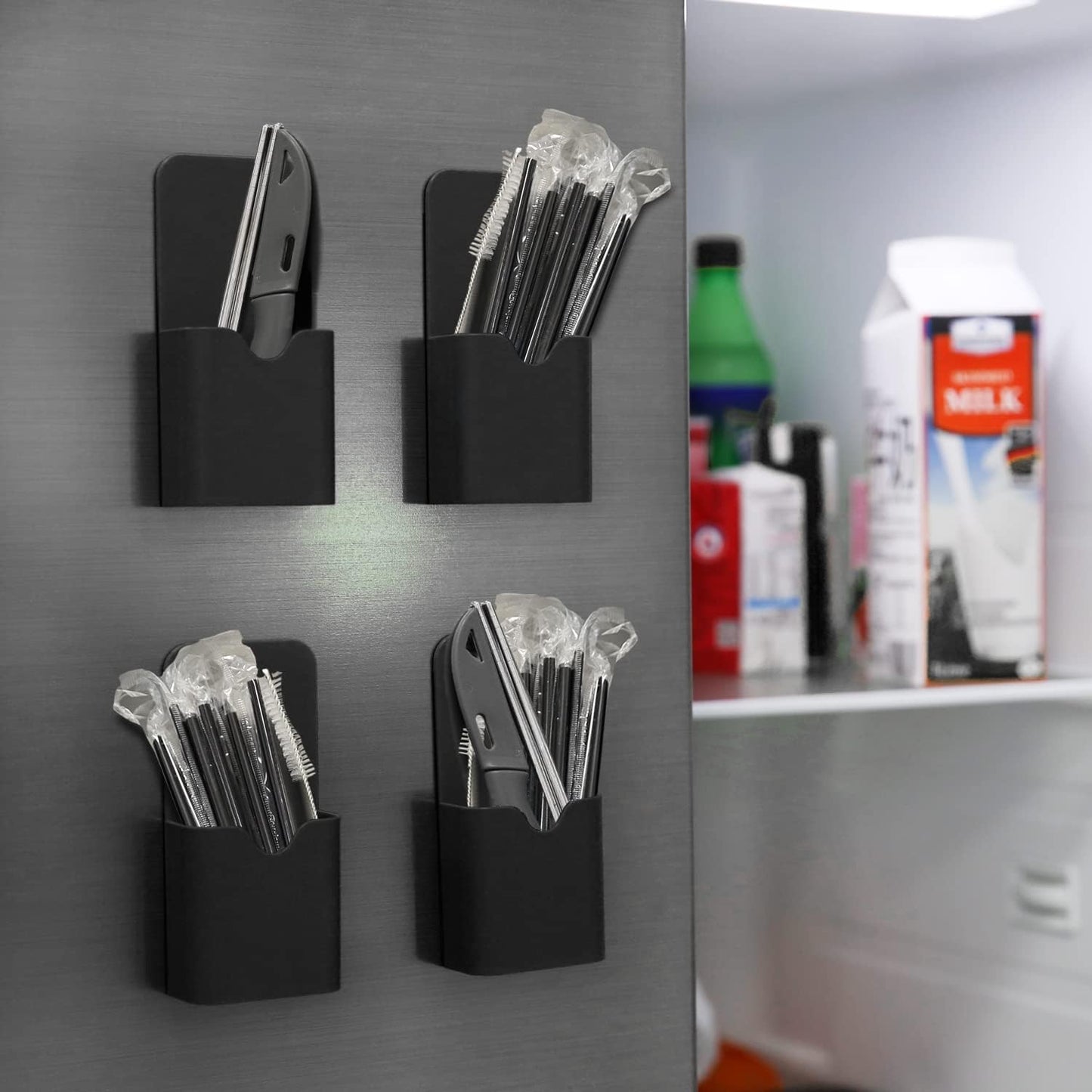 MoKo Magnetic Pen Holder, Pencil Accessories Whiteboard Organizer, White | Magnetic dry erase marker holder has two compartments and an ABS body for whiteboards, refrigerators and lockers.
