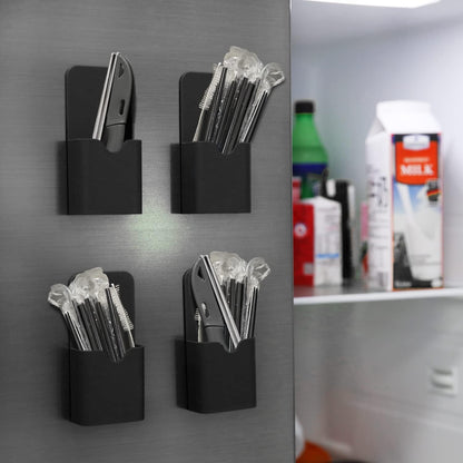 MoKo Magnetic Pen Holder, Pencil Accessories Whiteboard Organizer, White | Magnetic dry erase marker holder has two compartments and an ABS body for whiteboards, refrigerators and lockers.