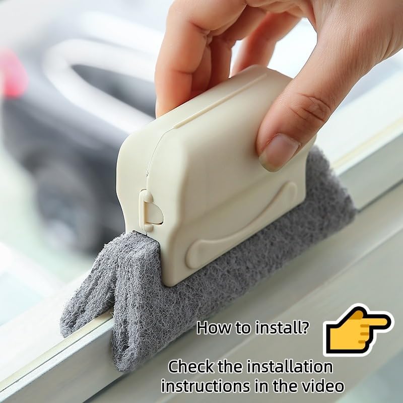 Multi-Functional Window Track Cleaner - Window Groove Cleaning Brush Tools with Corner Scraper & Detachable Brush, Portable for Crevice - Sill Scrub Brush Tool for Bathroom, Kitchen Tiles, Door Slots